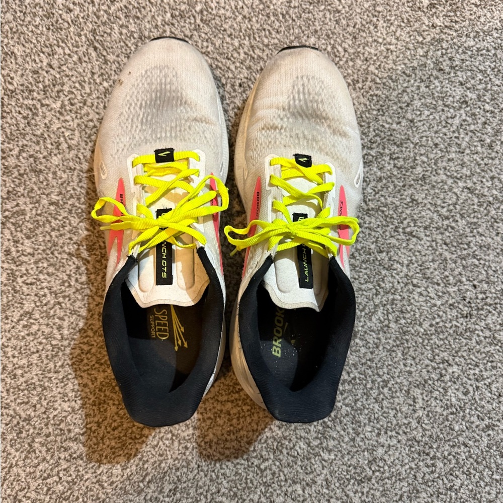 Brooks Athletic Shoes in White and Neon Yellow